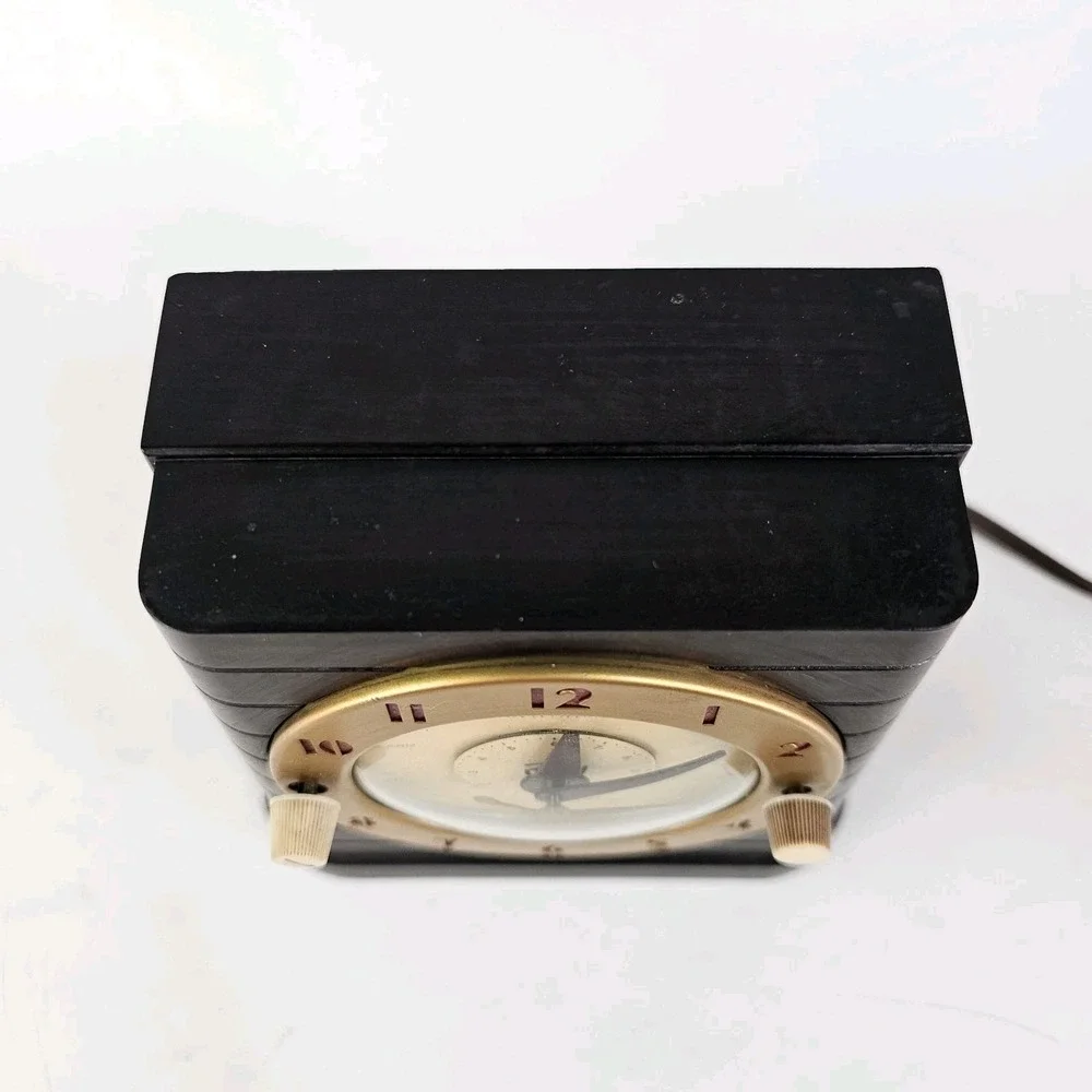 Vintage Telechron Bakelite Switch Alarm 8H61 Clock Art Deco Working USA